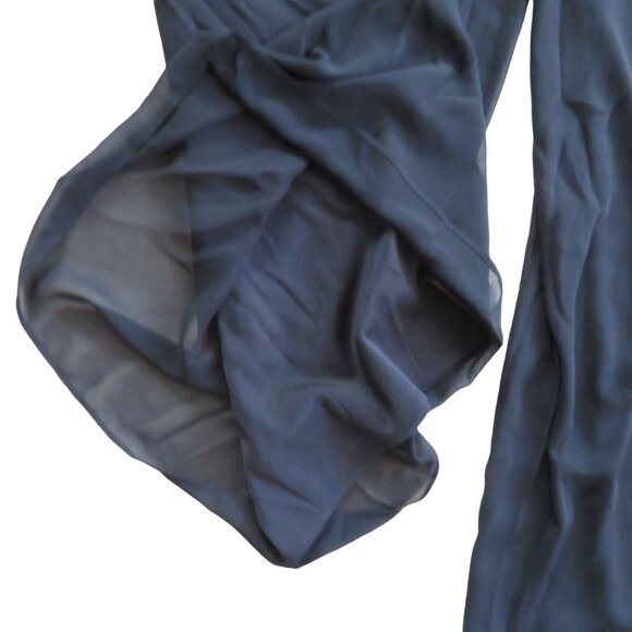 Vintage 80s MSK Black Wide Leg Pants Womens Sheer Overlay Palazzo Evening Party - Picture 5 of 10